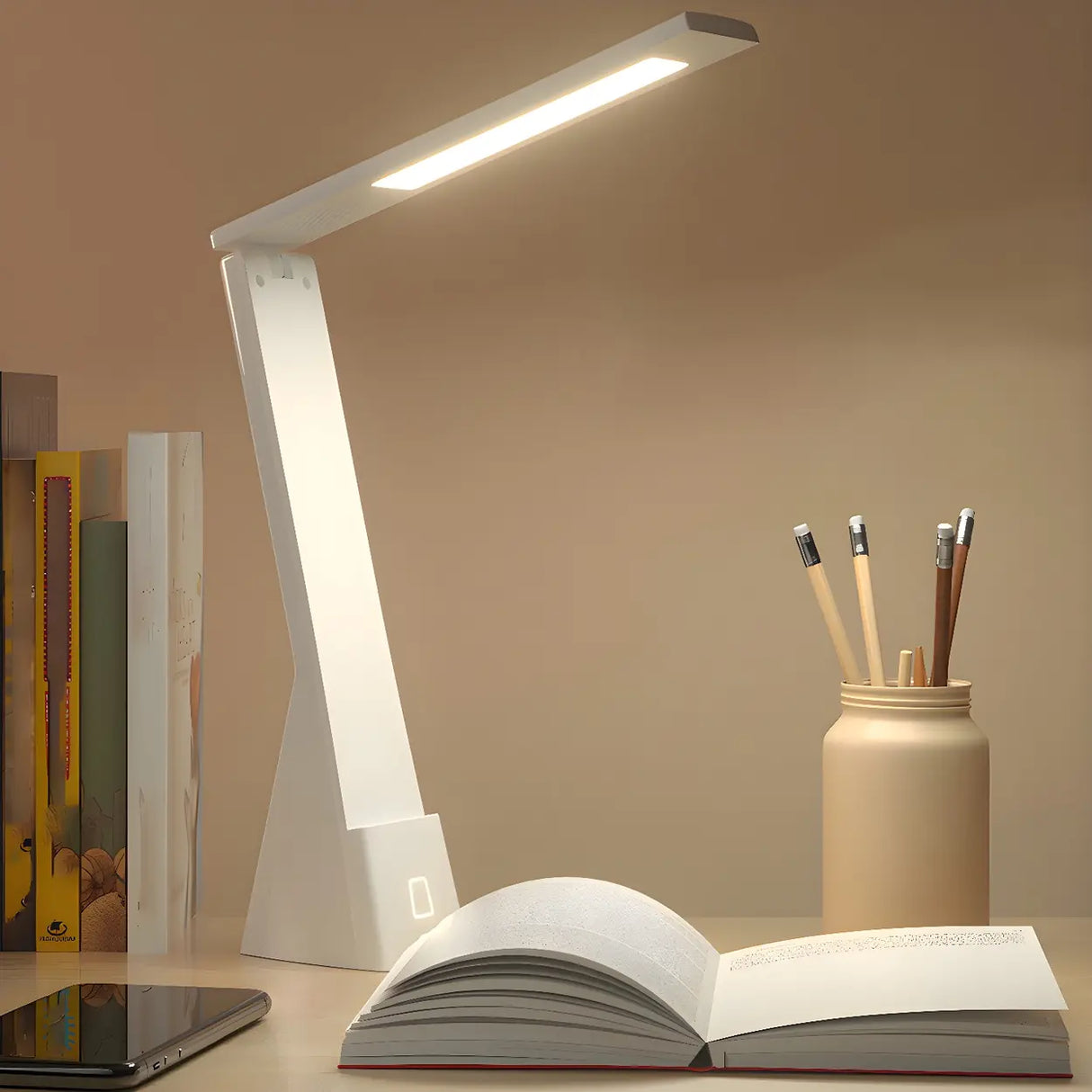 Modern Minimalist White Adjustable LED Table Lamp Image - 1