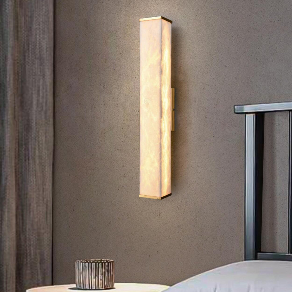 Modern Minimalist White Alabaster Wall Sconce  Image - 4