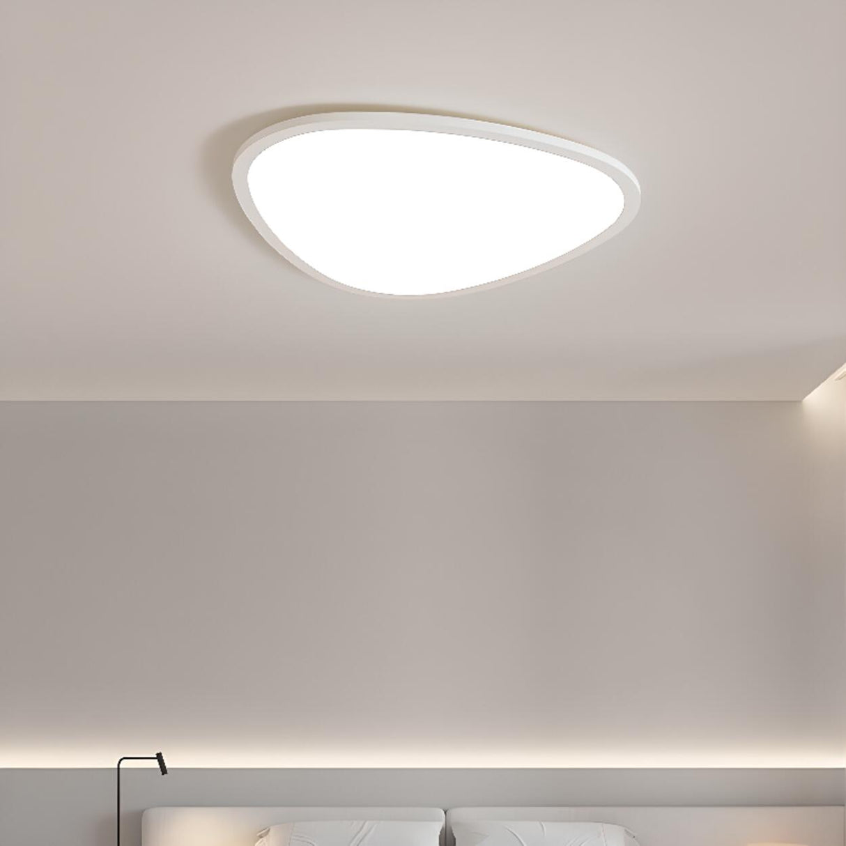 Modern Minimalist White Asymmetric Flush Mount Light Image - 3