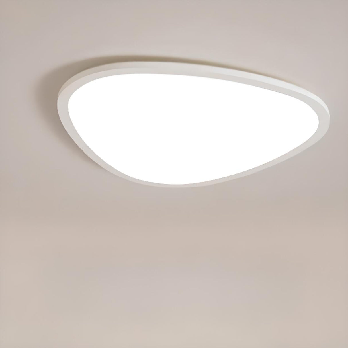 Modern Minimalist White Asymmetric Flush Mount Light Image - 8