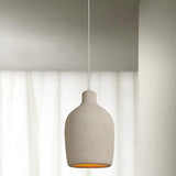 Modern Minimalist White Cylinder Pottery Pendant Light Set Image - 5