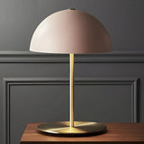 Modern Minimalist White Dome Metal Bedside Table Lamp Image - 1