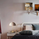 Modern Minimalist White Dome Metal Bedside Table Lamp Image - 12