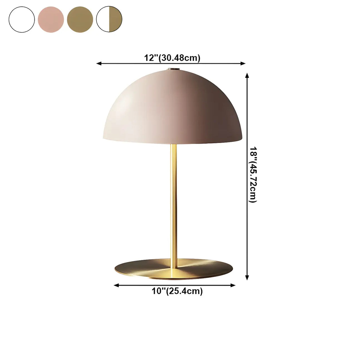 Modern Minimalist White Dome Metal Bedside Table Lamp 