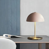 Modern Minimalist White Dome Metal Bedside Table Lamp Image - 3