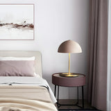 Modern Minimalist White Dome Metal Bedside Table Lamp Image - 4