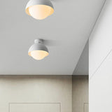 Modern Minimalist White Dome Semi-Flush Ceiling Light Image - 12