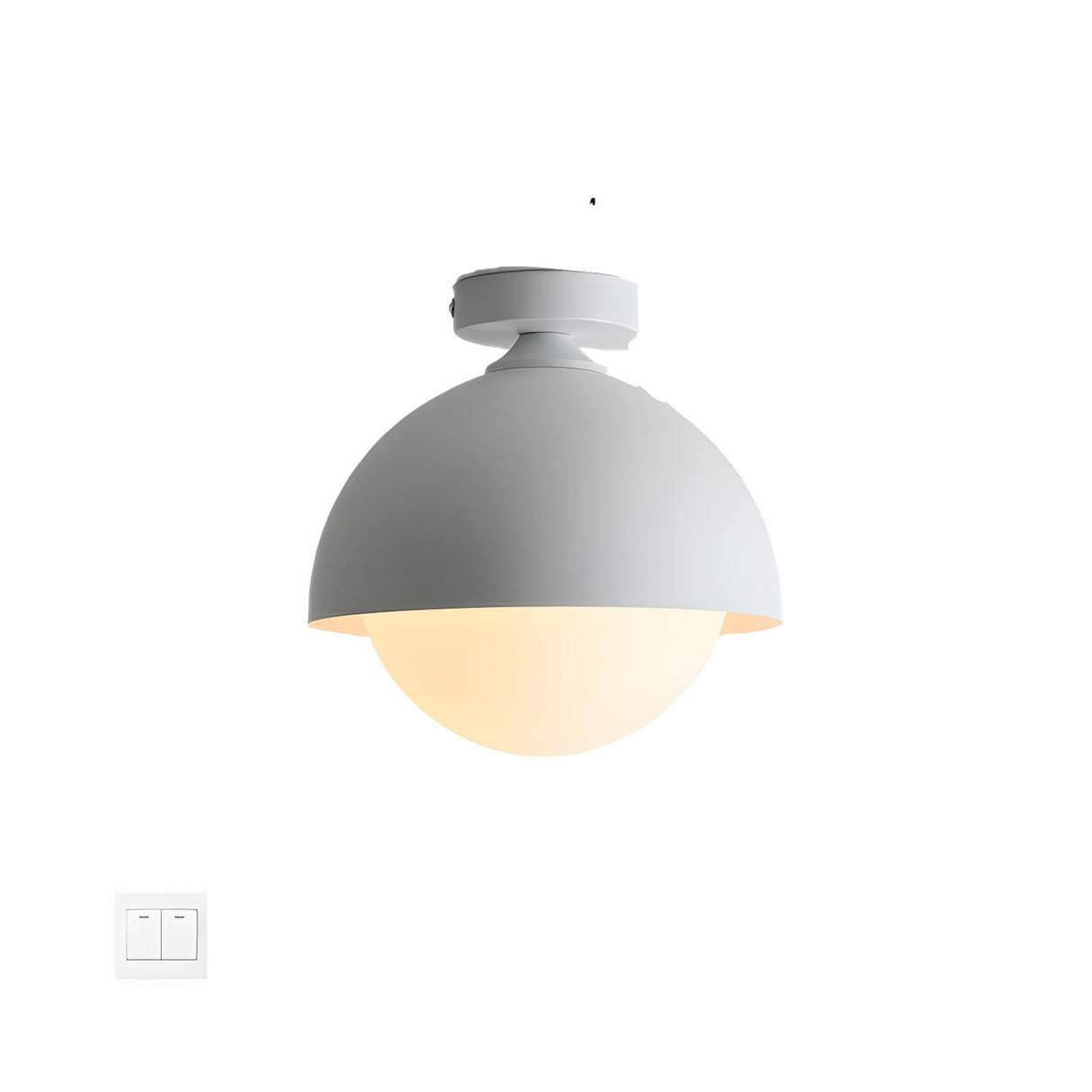 Modern Minimalist White Dome Semi-Flush Ceiling Light Image - 13