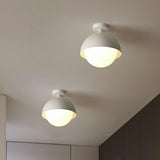 Modern Minimalist White Dome Semi-Flush Ceiling Light Image - 3