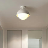 Modern Minimalist White Dome Semi-Flush Ceiling Light Image - 4