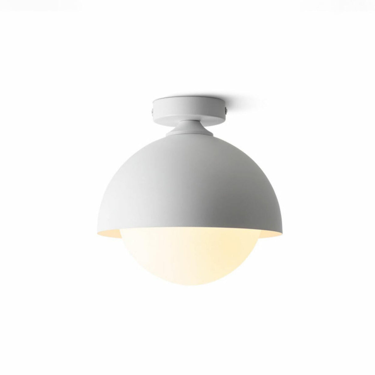 Modern Minimalist White Dome Semi-Flush Ceiling Light Image - 5