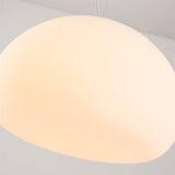 Modern Minimalist White Glass Drum Pendant Light Image - 11