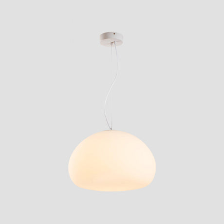 Modern Minimalist White Glass Drum Pendant Light Image - 2