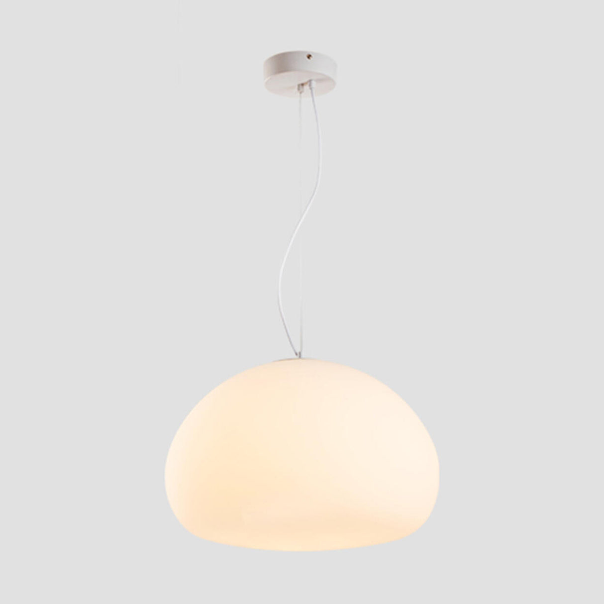 Modern Minimalist White Glass Drum Pendant Light Image - 3