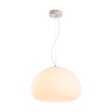 Modern Minimalist White Glass Drum Pendant Light Image - 7