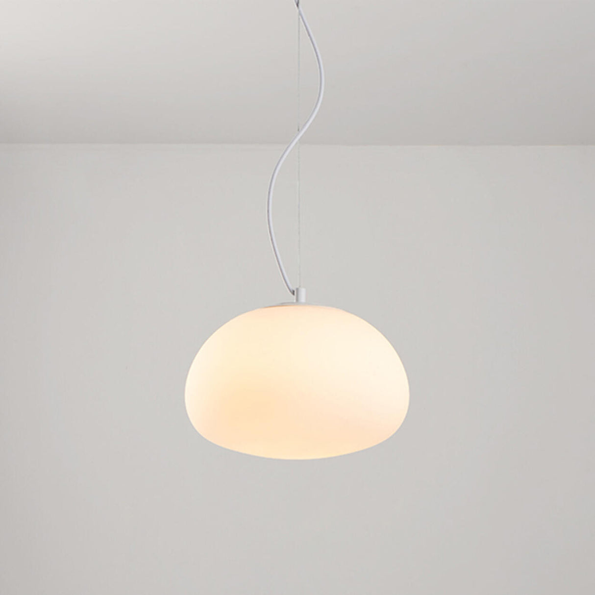 Modern Minimalist White Glass Drum Pendant Light Image - 8