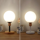 Modern Minimalist White Glass Globe Bedside Table Lamp Image - 11