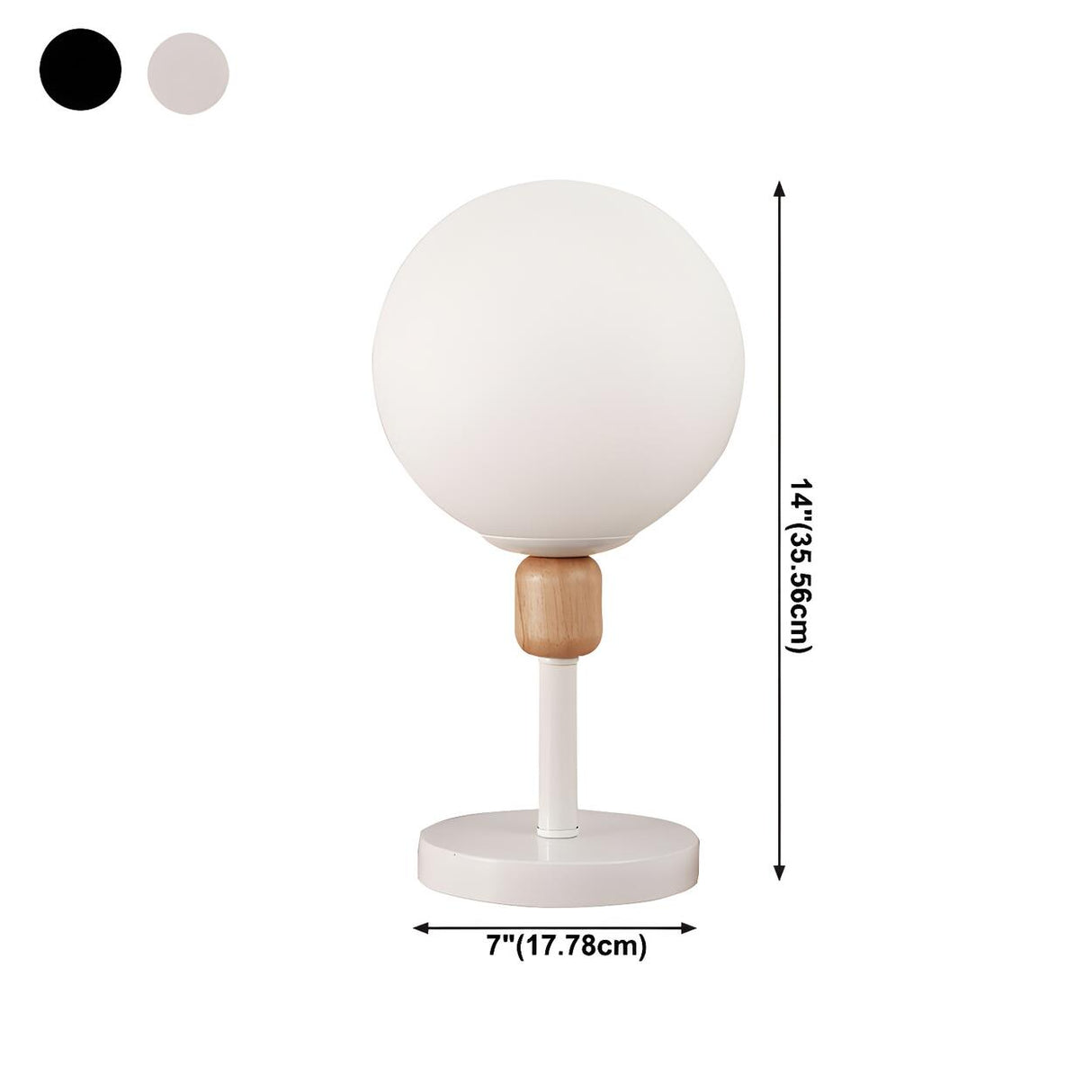 Modern Minimalist White Glass Globe Bedside Table Lamp 