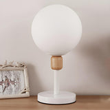 Modern Minimalist White Glass Globe Bedside Table Lamp Image - 3