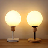 Modern Minimalist White Glass Globe Bedside Table Lamp Image - 6