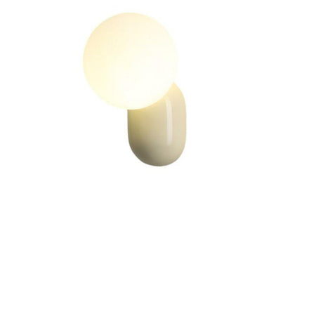 Modern Minimalist White Globe Resin LED Wall Light Image - 2