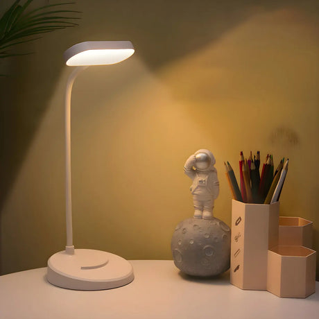 Modern Minimalist White LED Adjustable Neck Table Lamp Image - 1