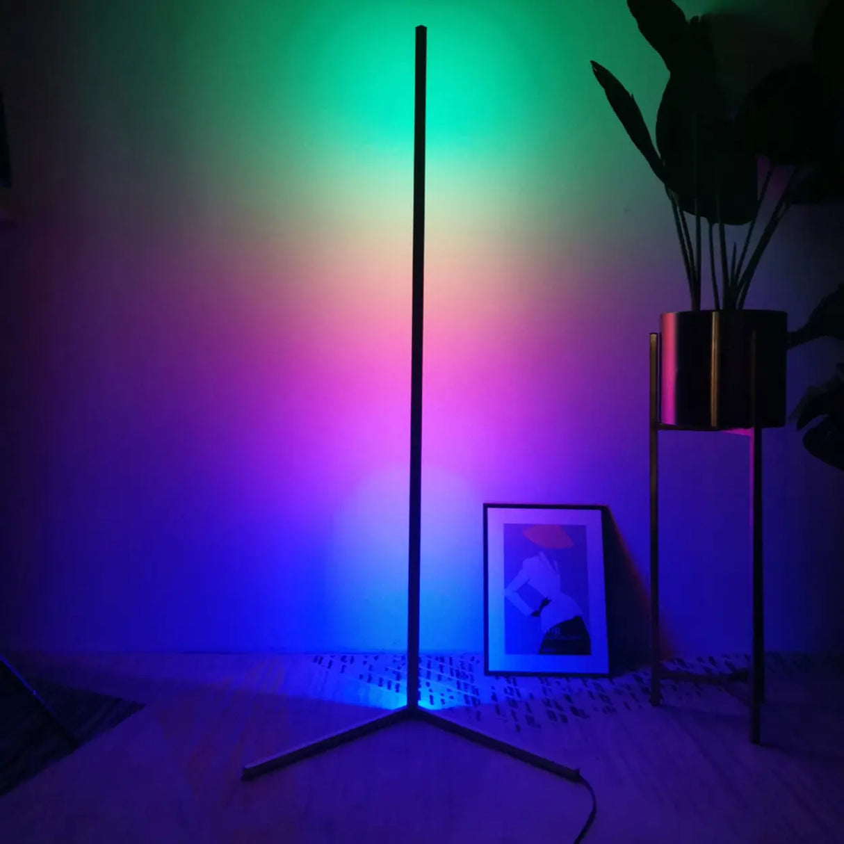 Modern Minimalist White Linear Aluminum LED Floor Lamp Image - 12