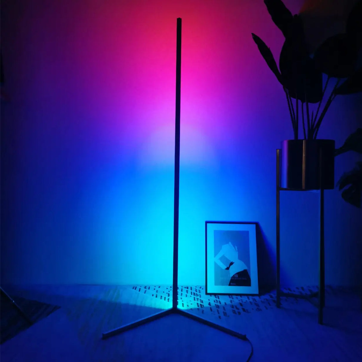 Modern Minimalist White Linear Aluminum LED Floor Lamp Image - 13