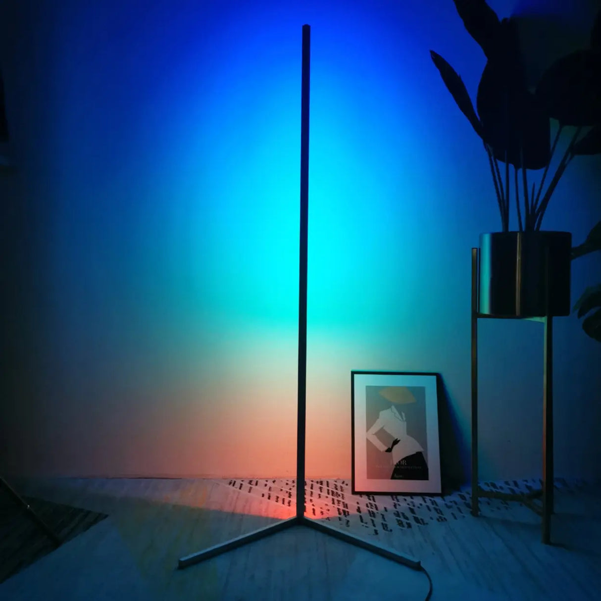 Modern Minimalist White Linear Aluminum LED Floor Lamp Image - 14