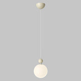 Modern Minimalist White Metal Sleek Globe Pendant Light Image - 2