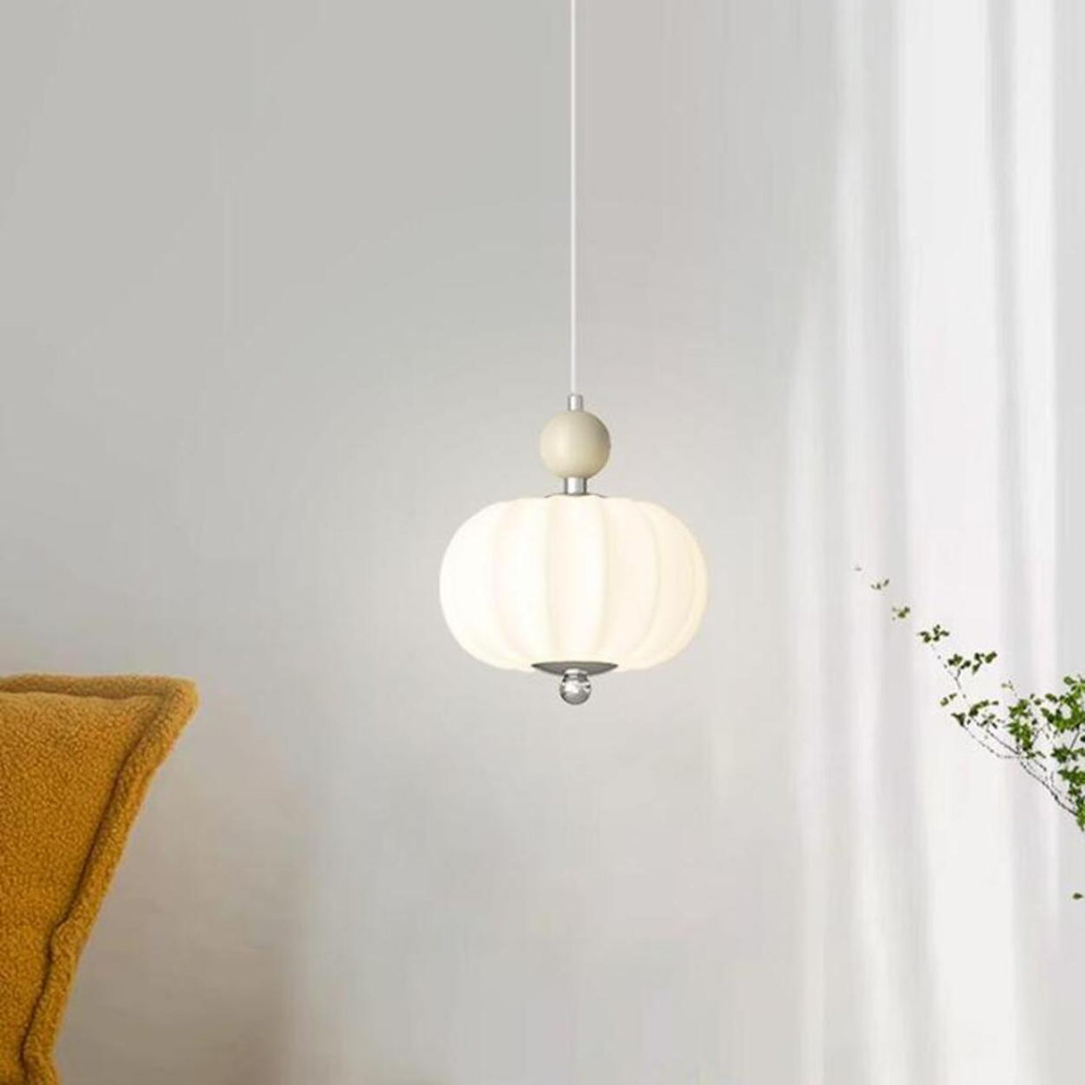 Modern Minimalist White Metal Sleek Globe Pendant Light Image - 4