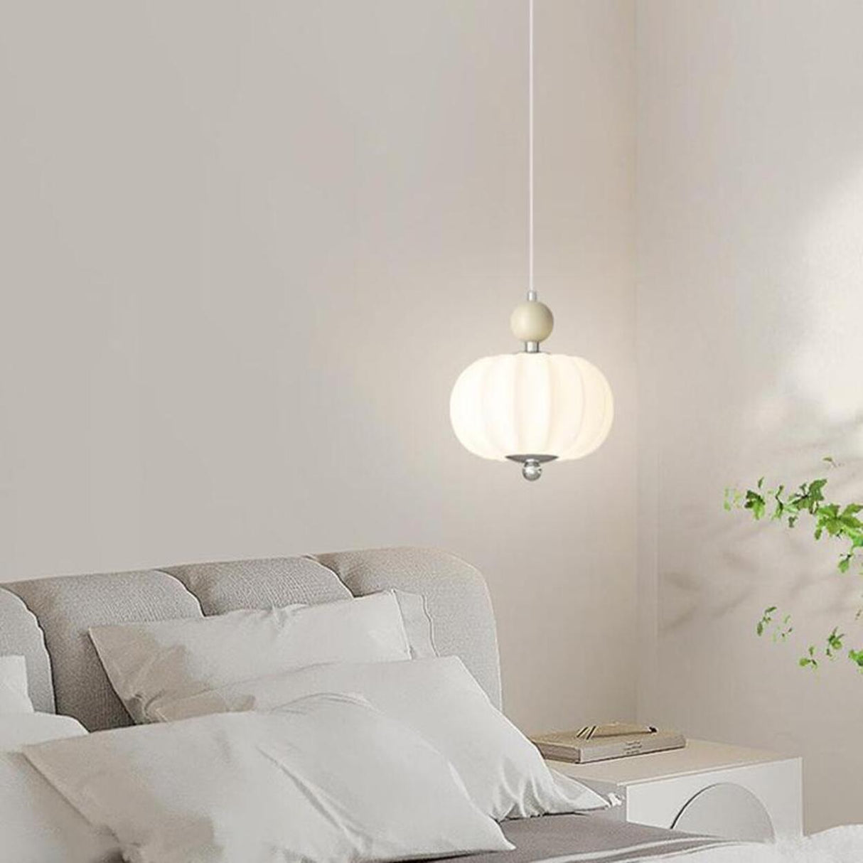 Modern Minimalist White Metal Sleek Globe Pendant Light Image - 5