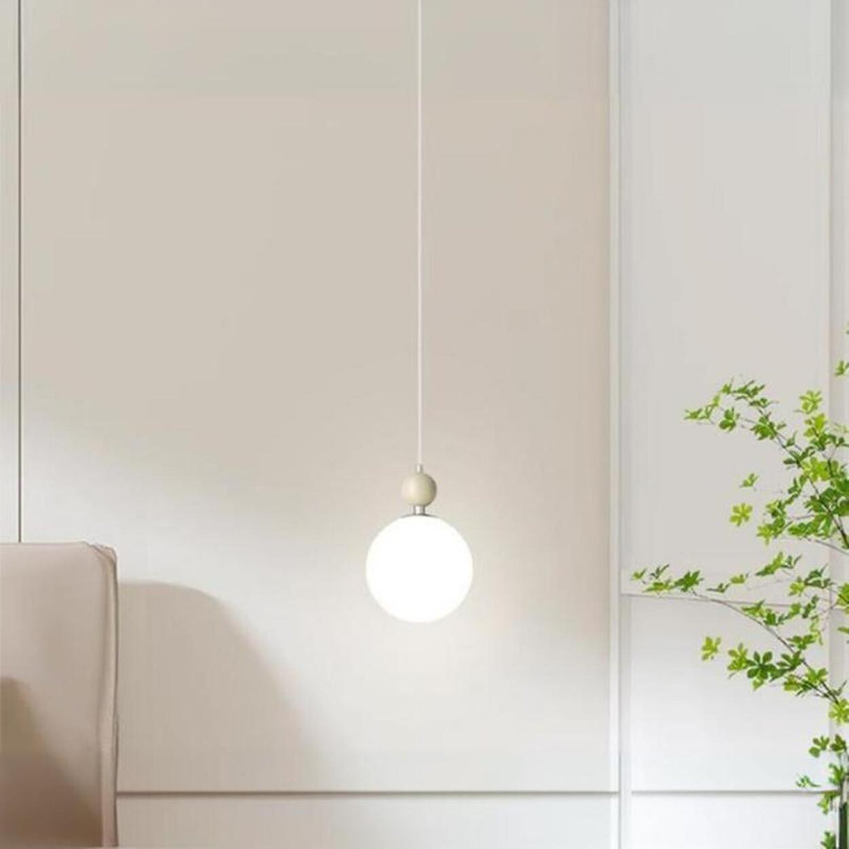 Modern Minimalist White Metal Sleek Globe Pendant Light Image - 6