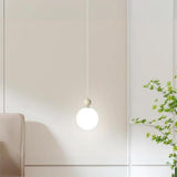 Modern Minimalist White Metal Sleek Globe Pendant Light Image - 6