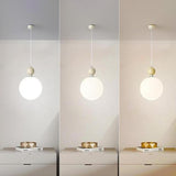 Modern Minimalist White Metal Sleek Globe Pendant Light Image - 8