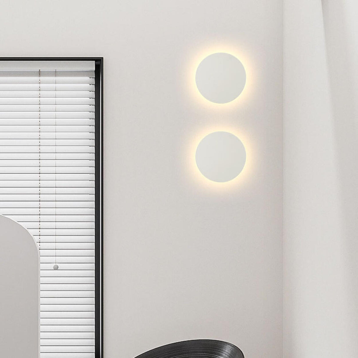 Modern Minimalist White Round Wall Sconce Image - 1