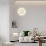 Modern Minimalist White Round Wall Sconce Image - 4