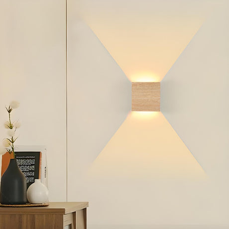 Modern Minimalist Wooden Cube Wall Light Image - 1