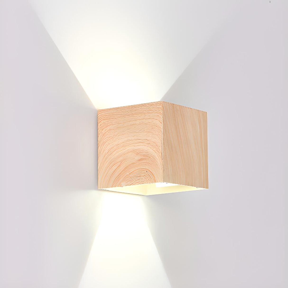 Modern Minimalist Wooden Cube Wall Light Image - 13