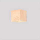 Modern Minimalist Wooden Cube Wall Light Image - 3