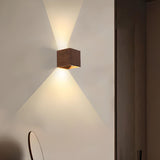 Modern Minimalist Wooden Cube Wall Light Image - 6