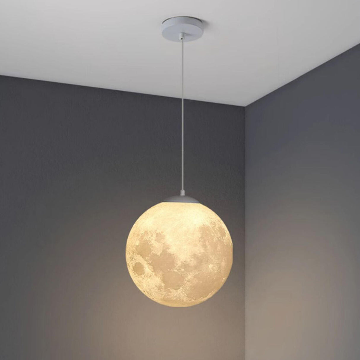 Modern Moon Globe Pendant Light Adjustable Cord Image - 11