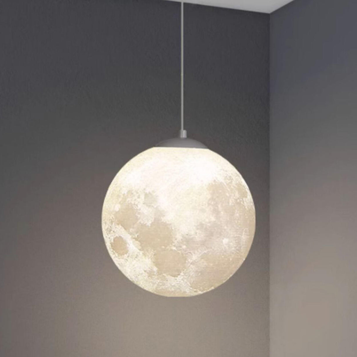 Modern Moon Globe Pendant Light Adjustable Cord Image - 12