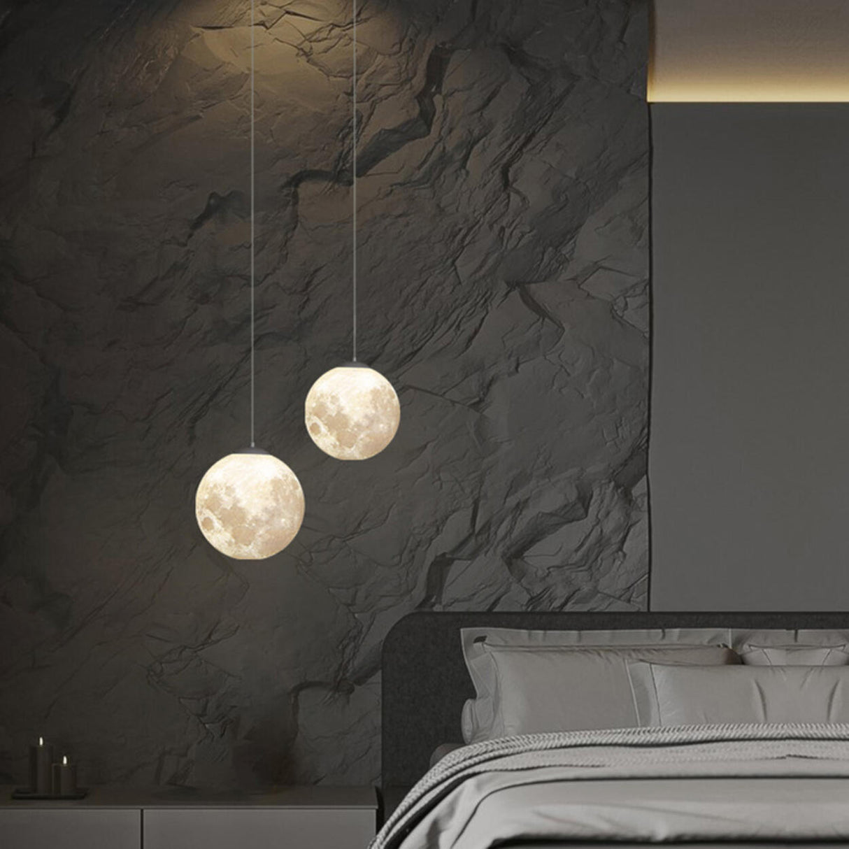 Modern Moon Globe Pendant Light Adjustable Cord Image - 7