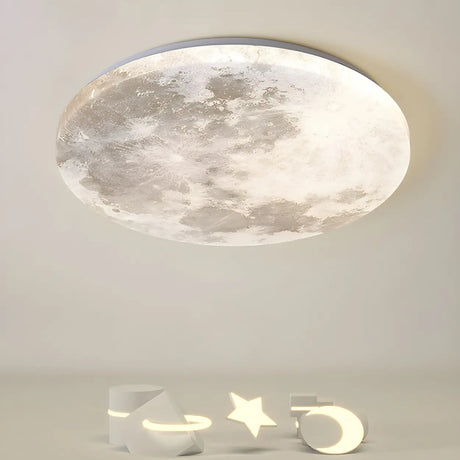 Modern Moon Round Dimmable LED Flush Mount Ceiling Lamp Image - 1