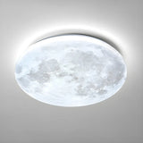 Modern Moon Round Dimmable LED Flush Mount Ceiling Lamp Image - 12