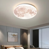 Modern Moon Round Dimmable LED Flush Mount Ceiling Lamp Image - 18