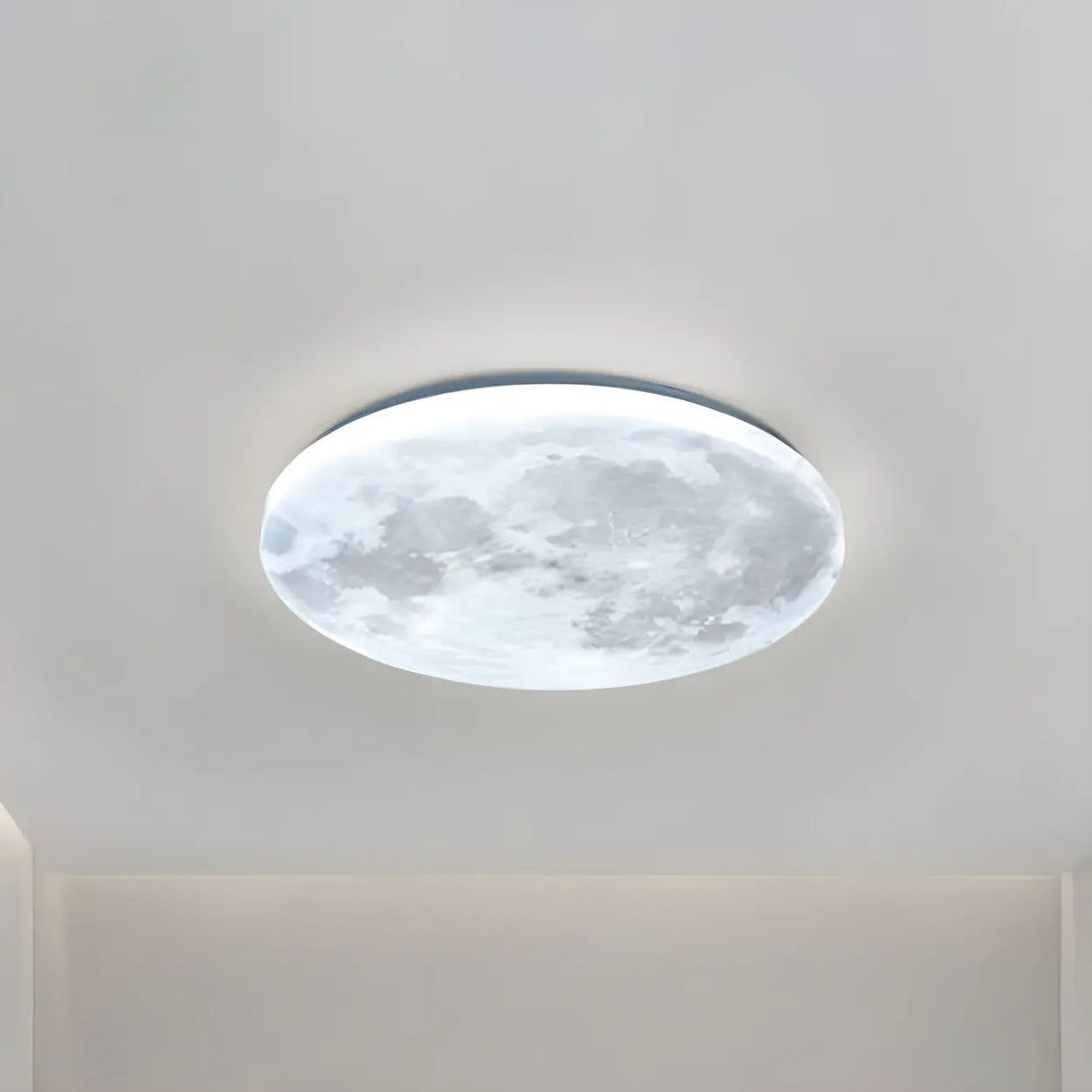 Modern Moon Round Dimmable LED Flush Mount Ceiling Lamp Image - 2