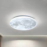 Modern Moon Round Dimmable LED Flush Mount Ceiling Lamp Image - 3