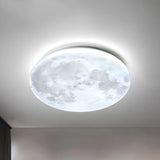 Modern Moon Round Dimmable LED Flush Mount Ceiling Lamp Image - 5